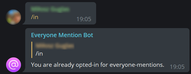 in command when someone already opted in example