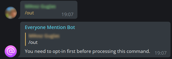 out command when someone did not opt in example